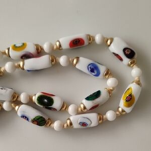 Contemporary Art Style Glass beaded VTG Neklace Multicolor